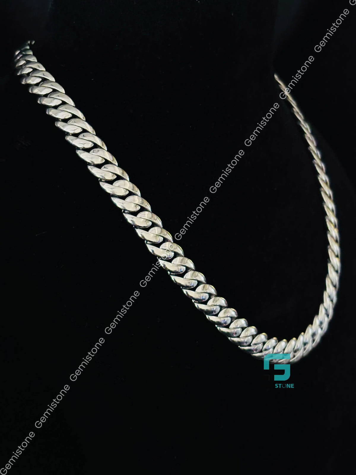 925 Silver 12MM Plain Miami Cuban Link Chain For Men