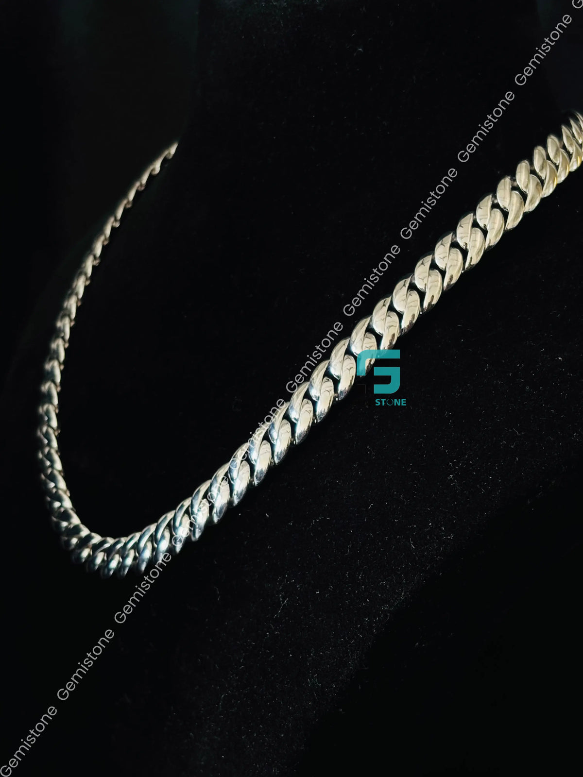 925 Silver 12MM Plain Miami Cuban Link Chain For Men