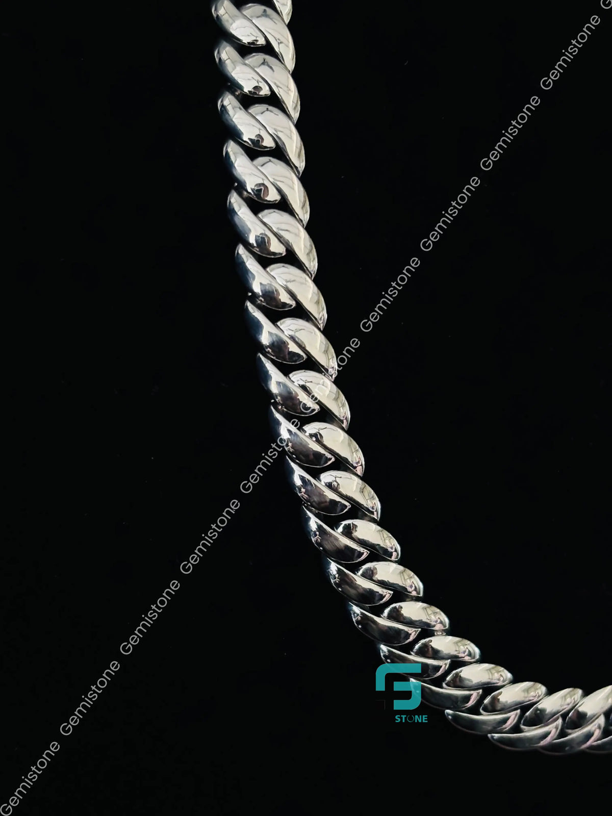 925 Silver 12MM Plain Miami Cuban Link Chain For Men