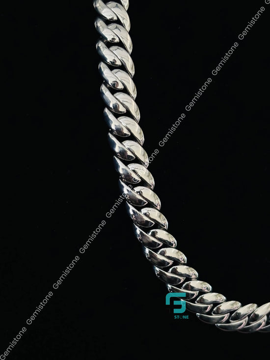 925 Silver 12MM Plain Miami Cuban Link Chain For Men