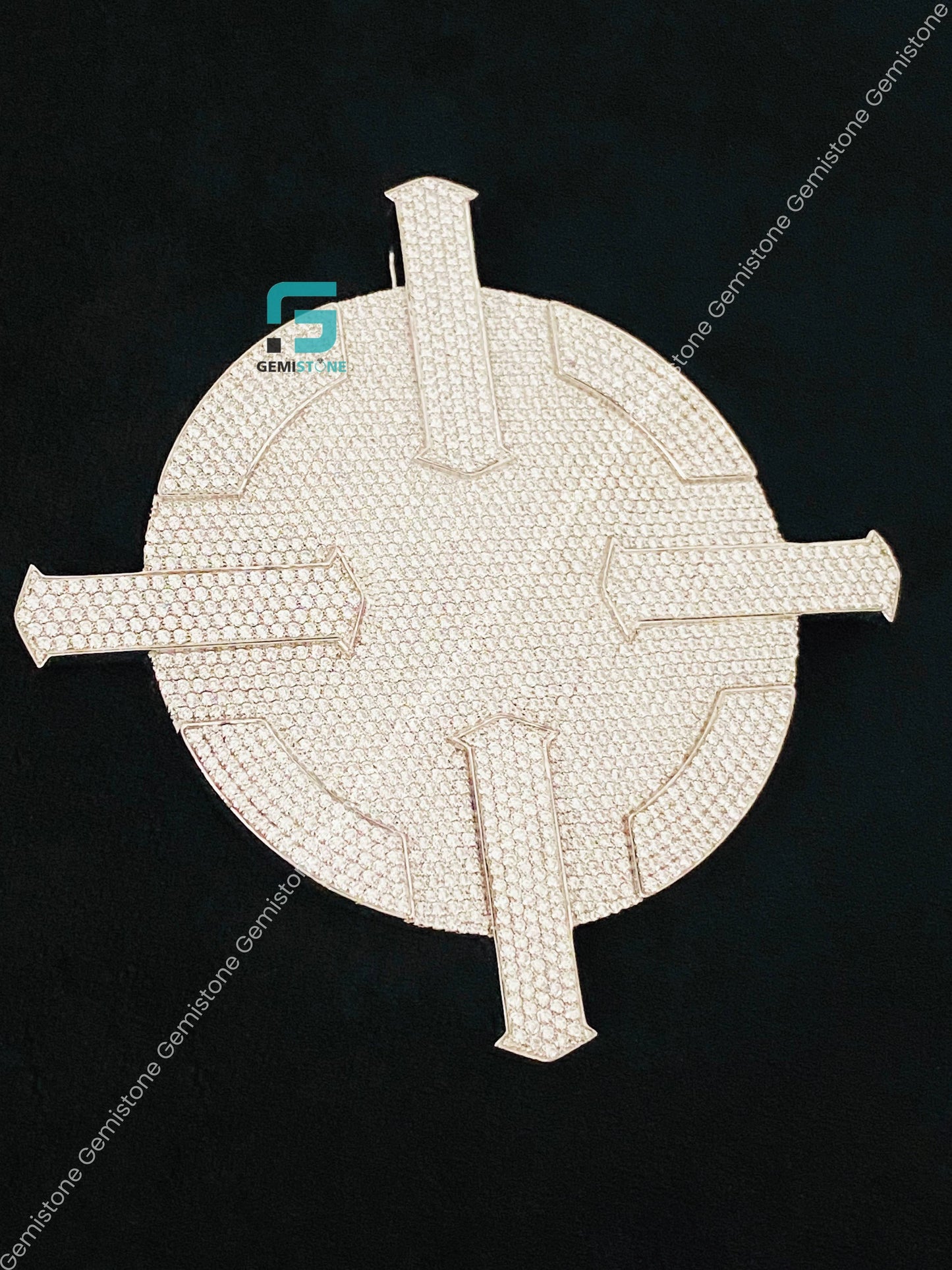 Silver Disc Moissanite Hip Hop Pendant