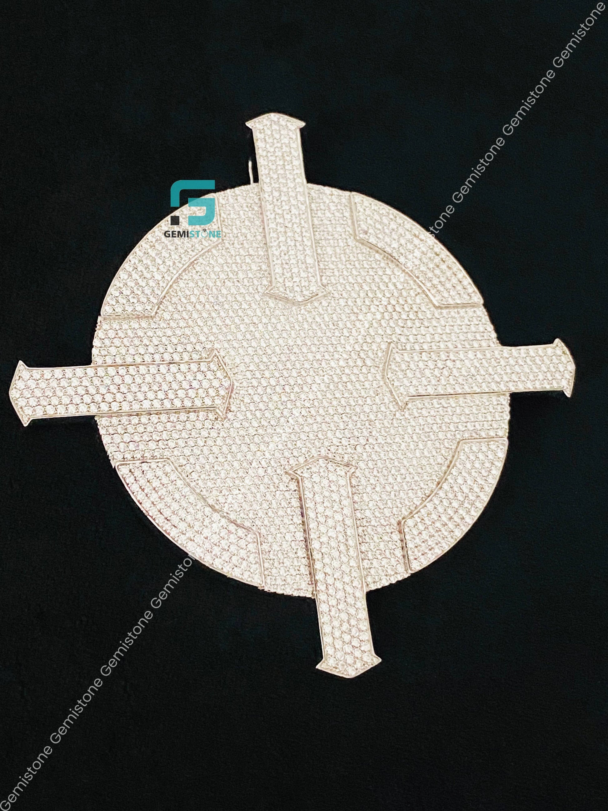 Silver Disc Moissanite Hip Hop Pendant