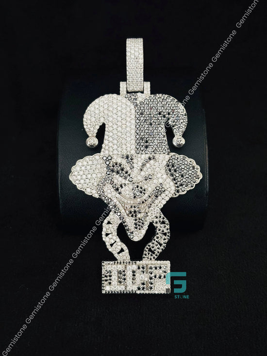 Silver ICP Carnival of Carnage Jocker Moissanite Pendant