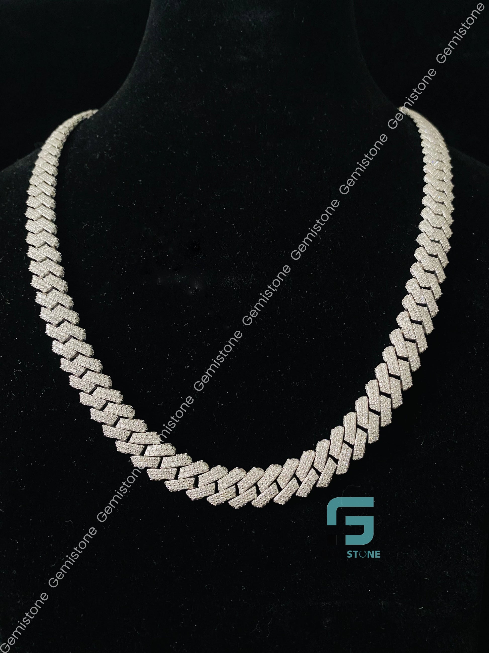 Silver Moissanite Cuban Link Chain