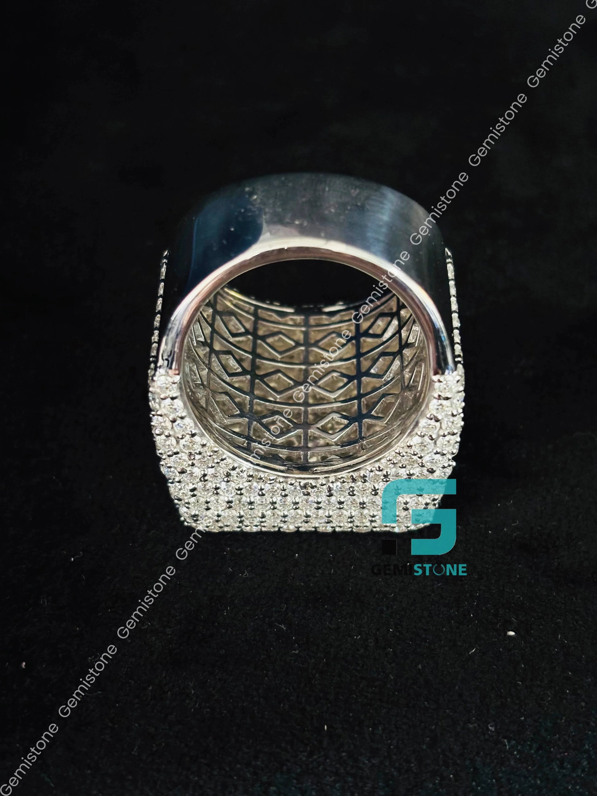 Silver Moissanite Hip Hop Bust Down Ring for Her
