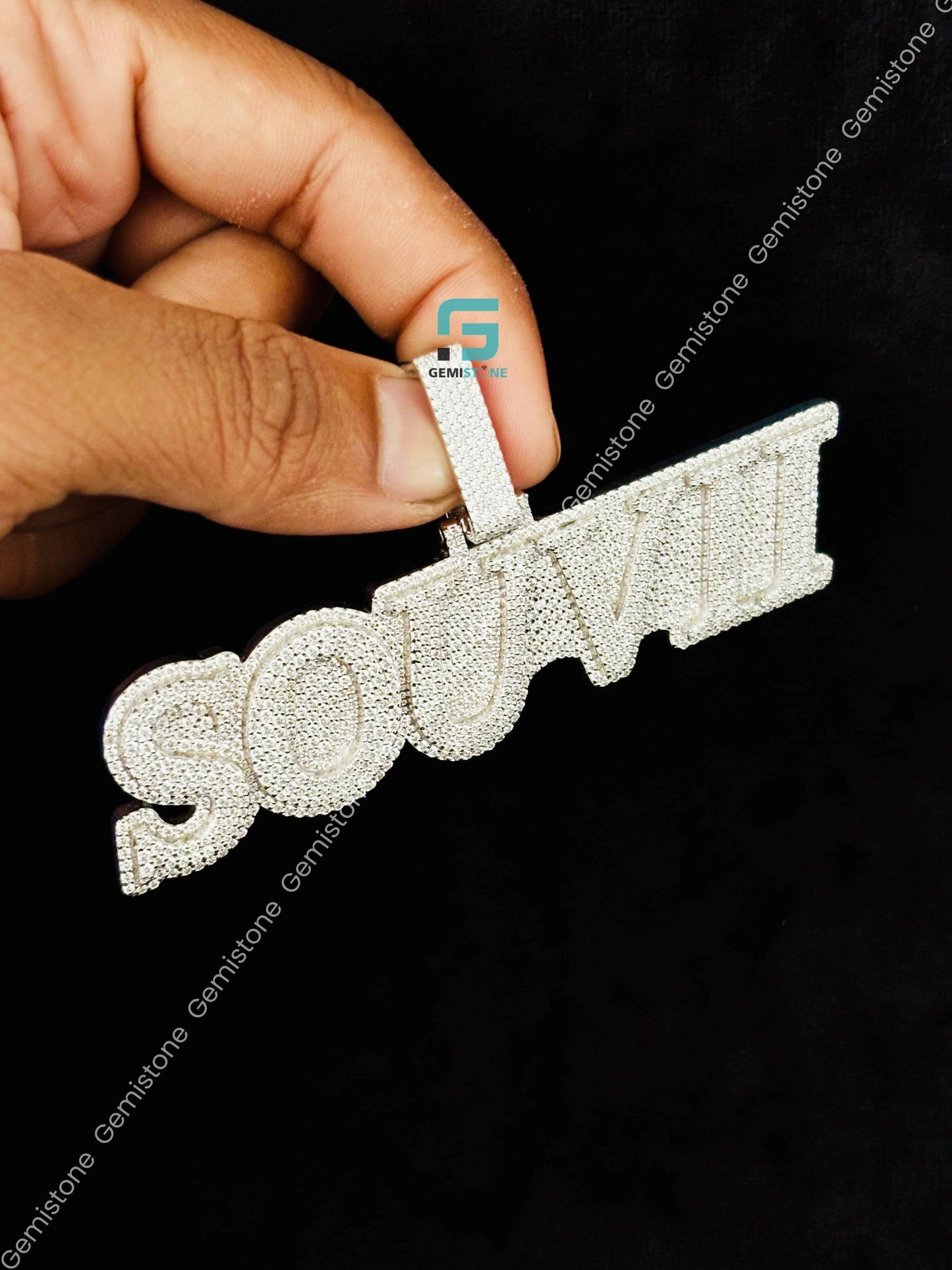 Silver Moissanite Studded Pendant