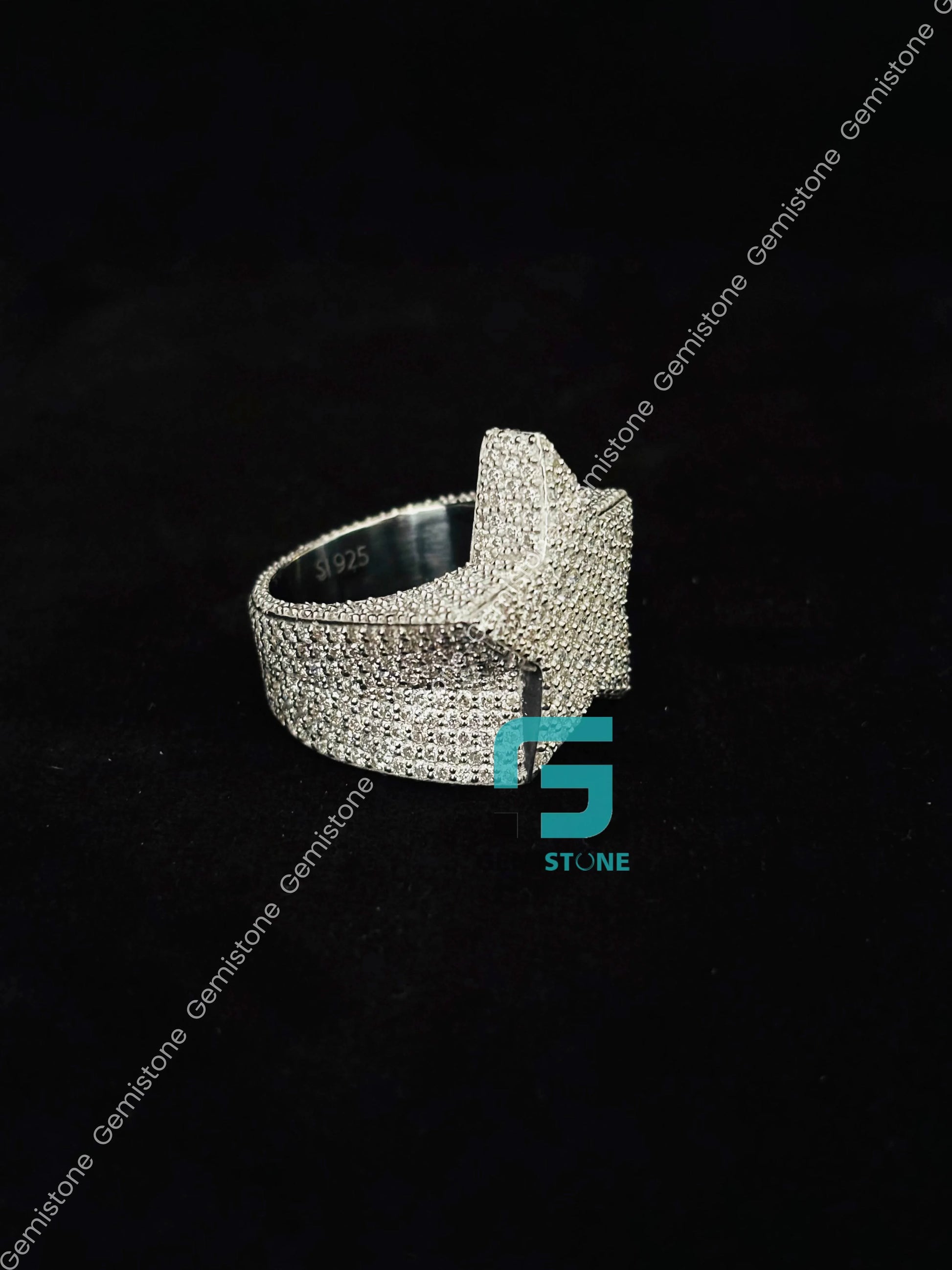 925 Silver Star Shape Rapper Hip Hop Moissanite Ring – Gemistone