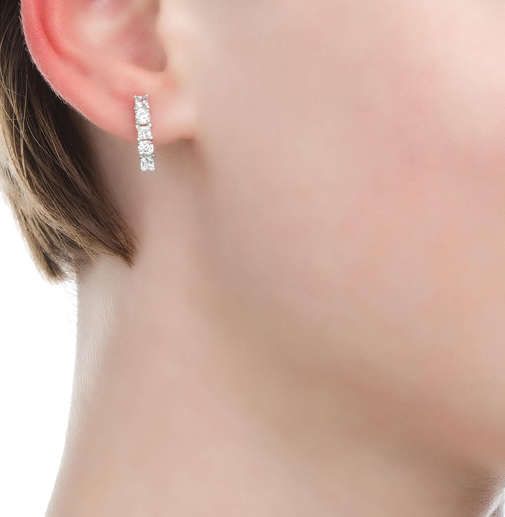 Diamond Bar Dangle Earrings