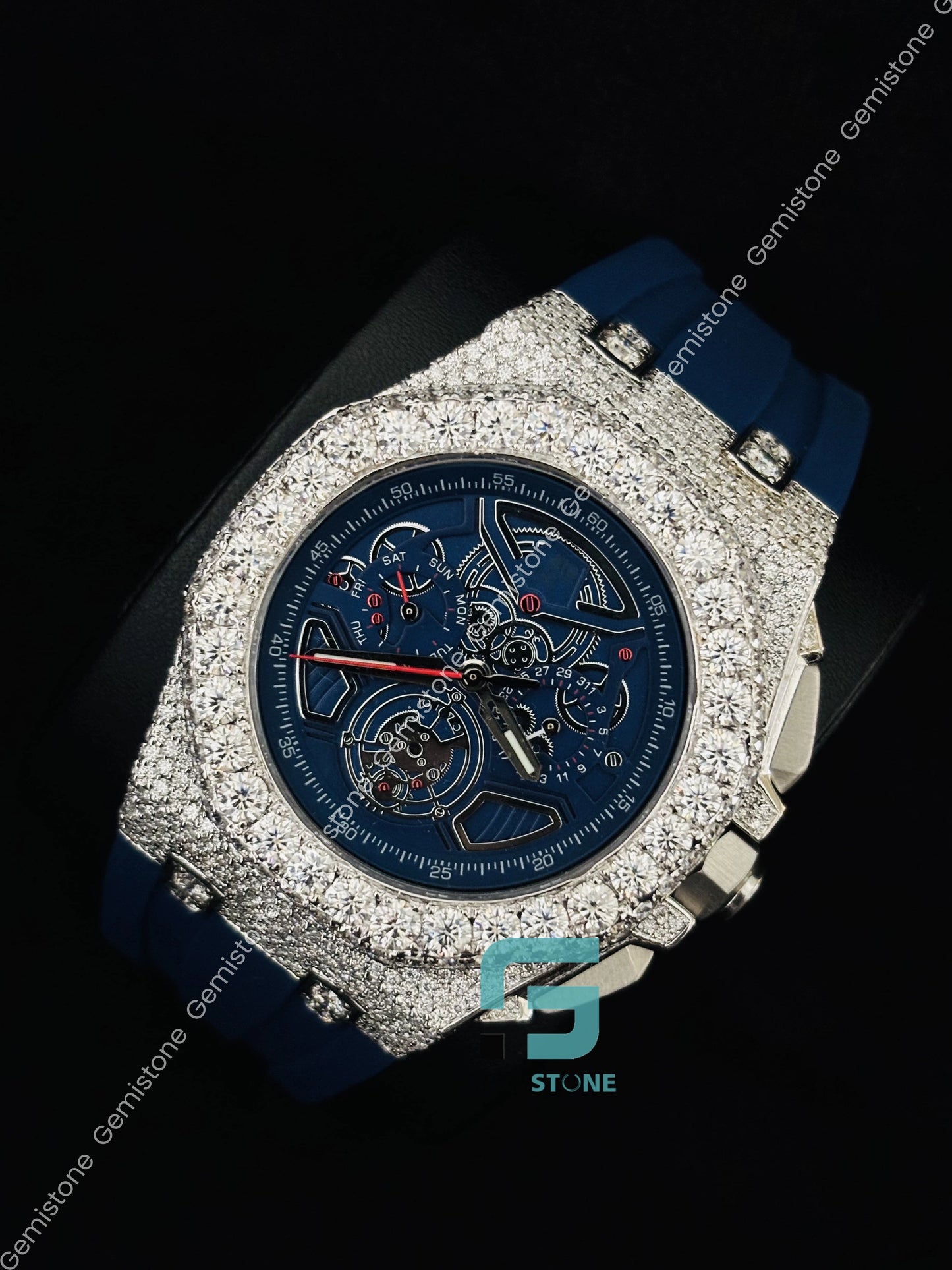 Skeleton Moissanite Face Dial Watch