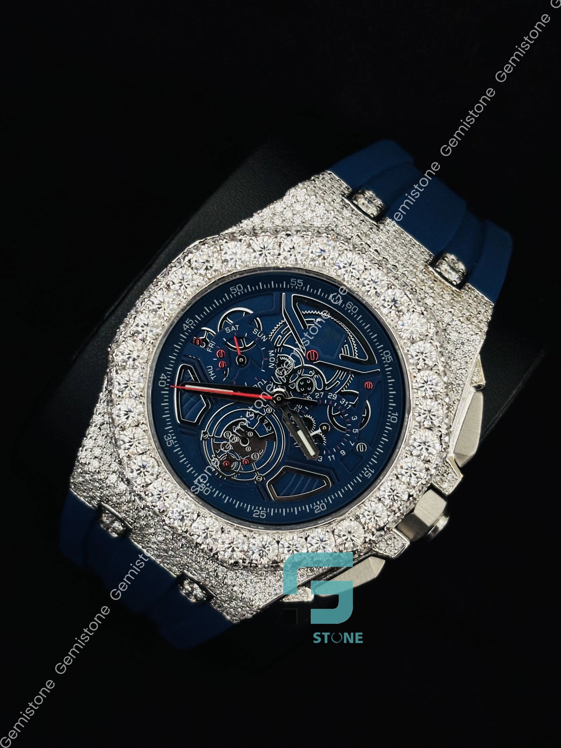 Skeleton Moissanite Face Dial Watch