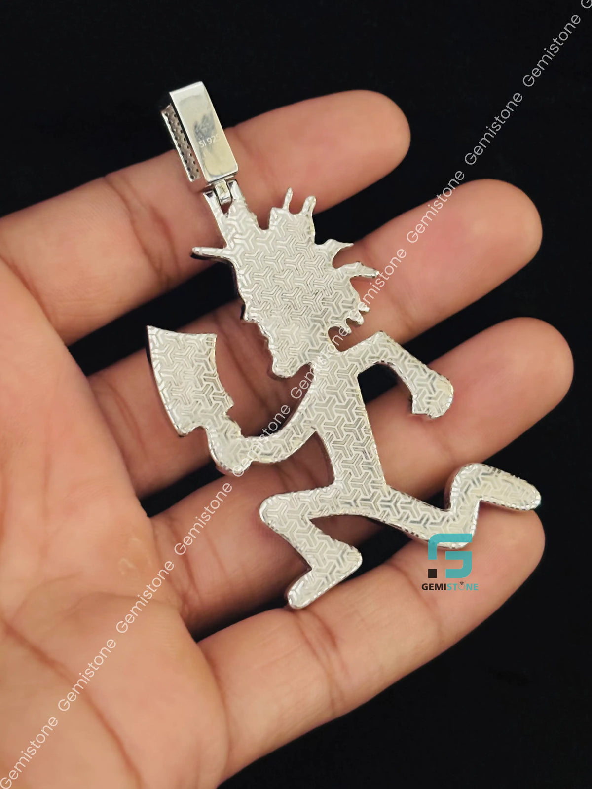 925 Silver Sky Blue Diamond Cartoon Hip Hop Hatchet Pendant