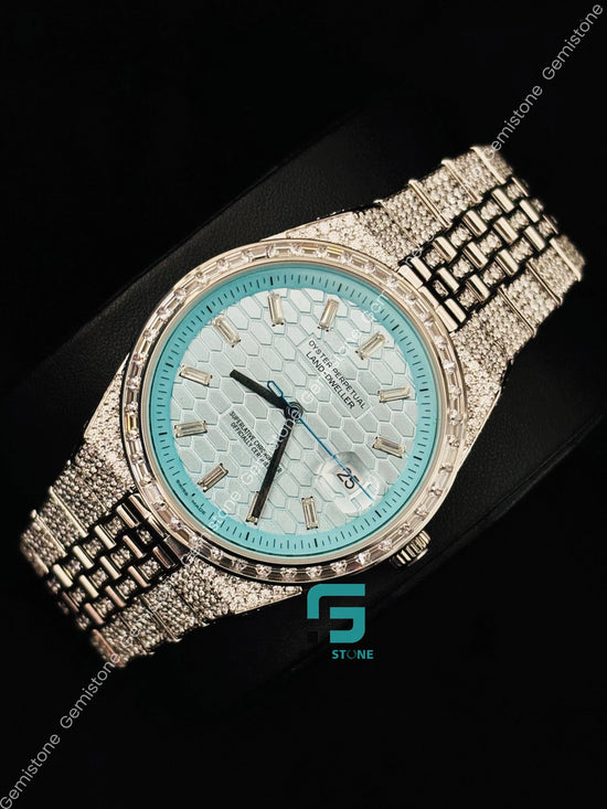 Sky Blue Dial Moissanite watch