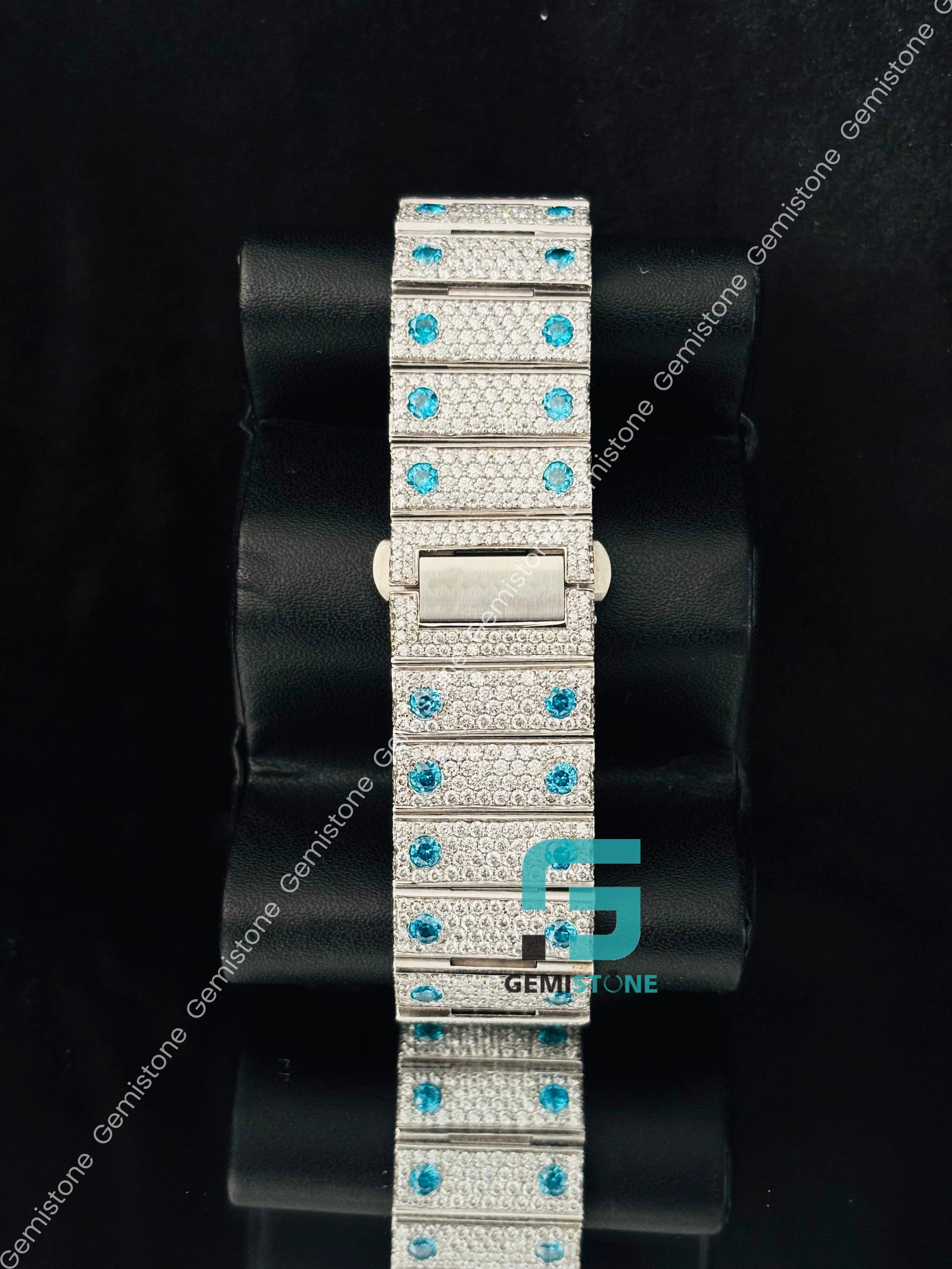 Sky Blue Roman Number Cartier Moissanite Watch For Men