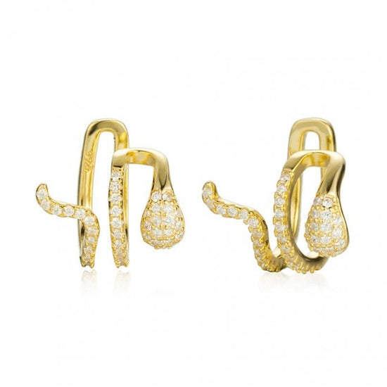 Pave Diamond Snake Shaped Ear Cuff Earrings