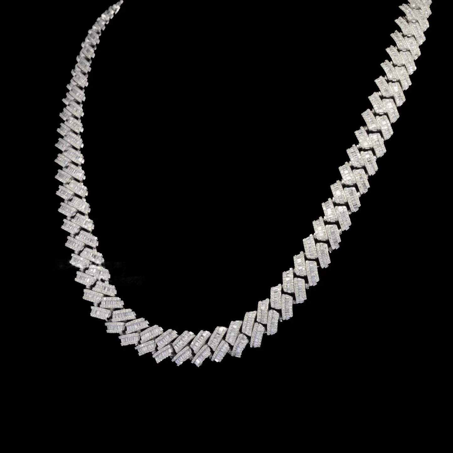 12MM Iced Out Baguette Round Moissanite Monaco Cuban Link Chain