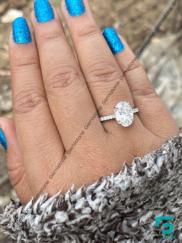 3 CT Oval Cut Moissanite Hidden Halo Simone Biles Engagement Ring