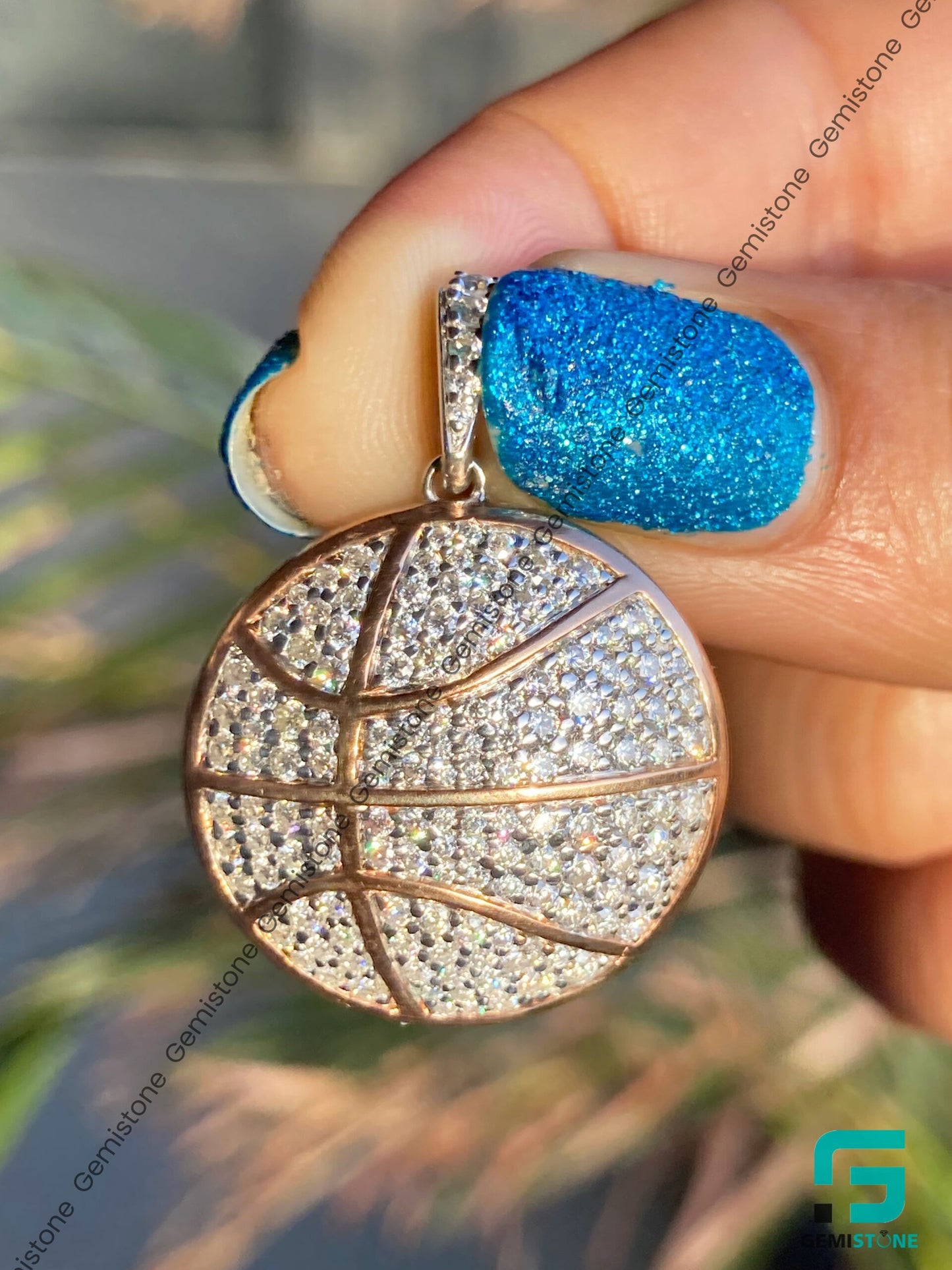 Shop Fully Iced Out Moissanite Diamond Basketball Pendant