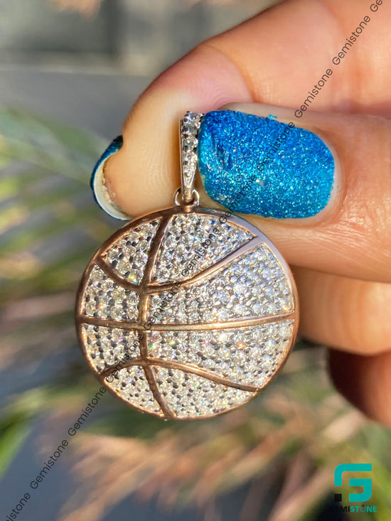 Shop Fully Iced Out Moissanite Diamond Basketball Pendant