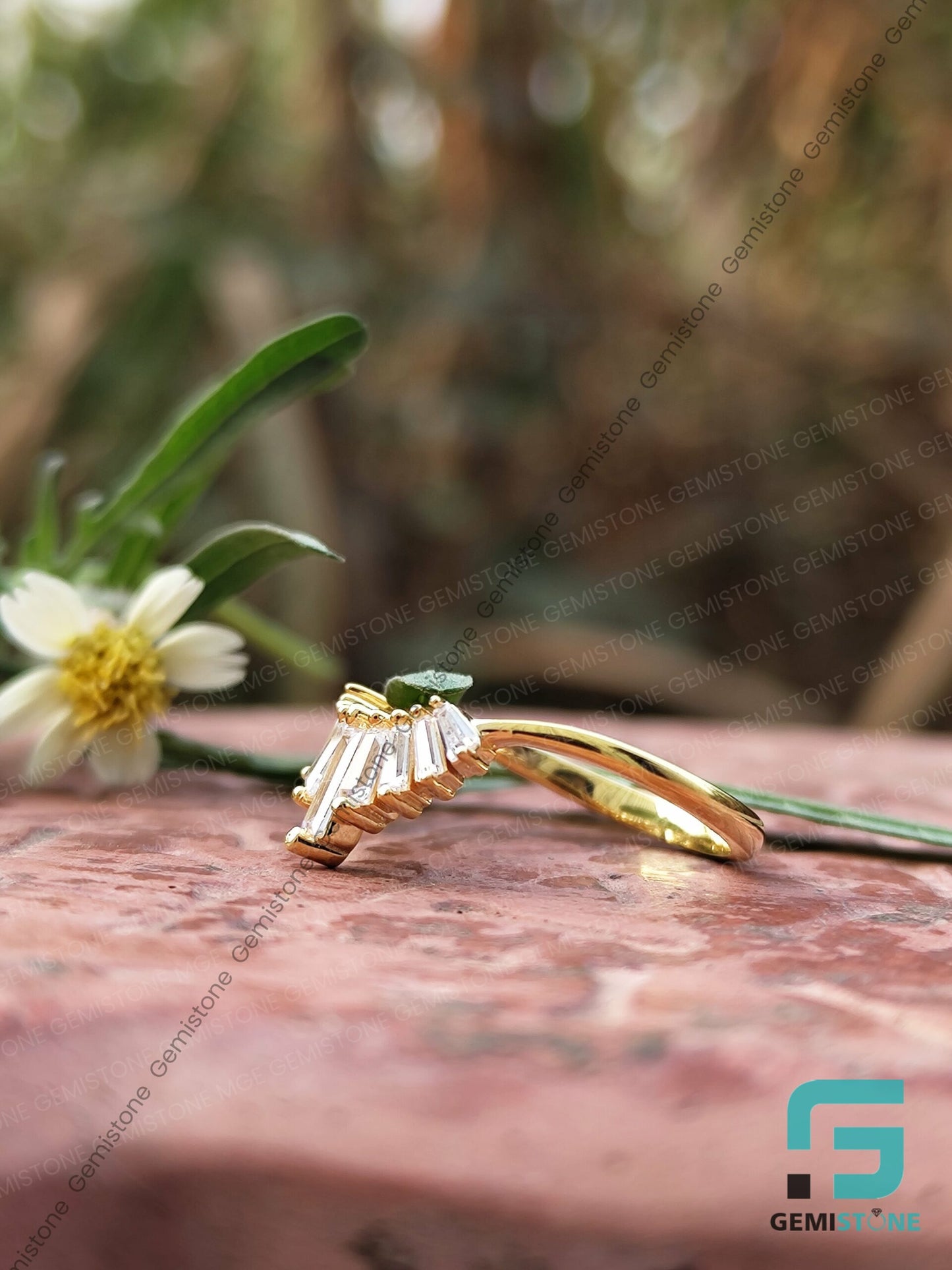 Curved Baguette Cut Moissanite Wedding Band
