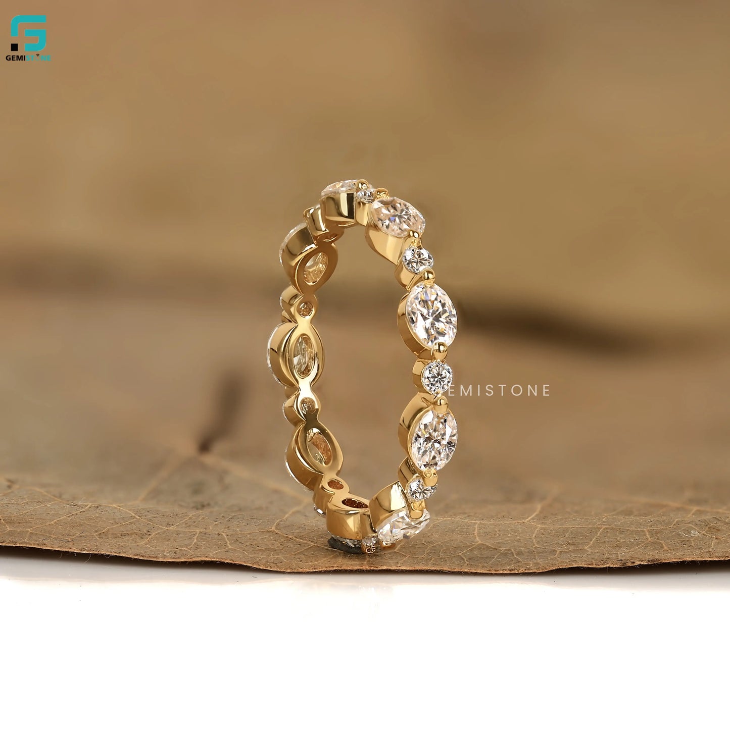 Stackable Floating Lab Diamond Wedding Eternity Band