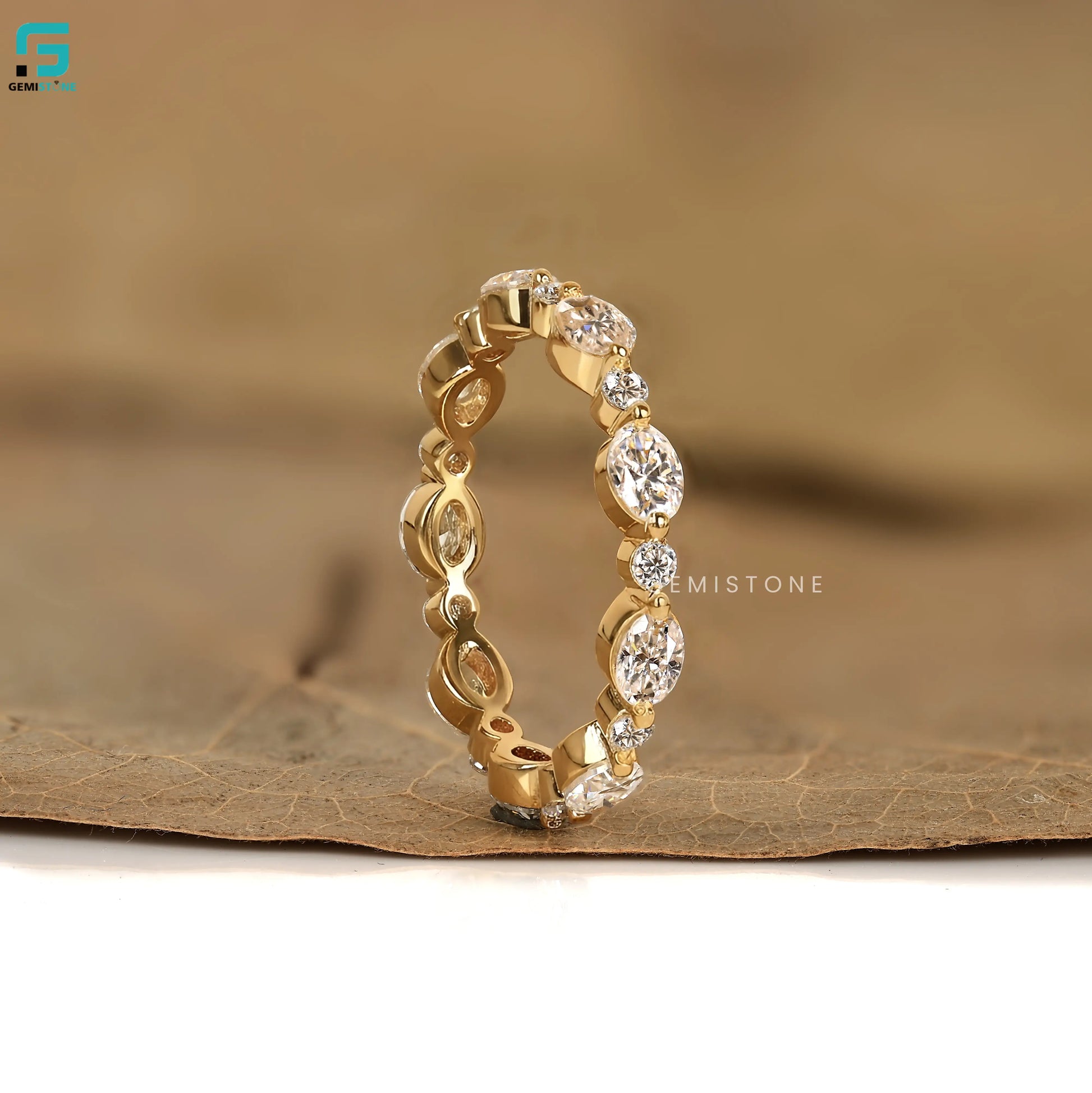 Stackable Floating Lab Diamond Wedding Eternity Band