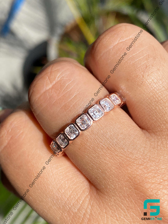 Elegant 5.50 CTW Full Eternity Asscher Bezel Set Wedding Band