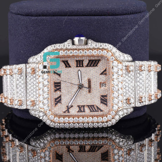 Men's Fully Iced Bust Down Moissanite Diamond Wrist Watch