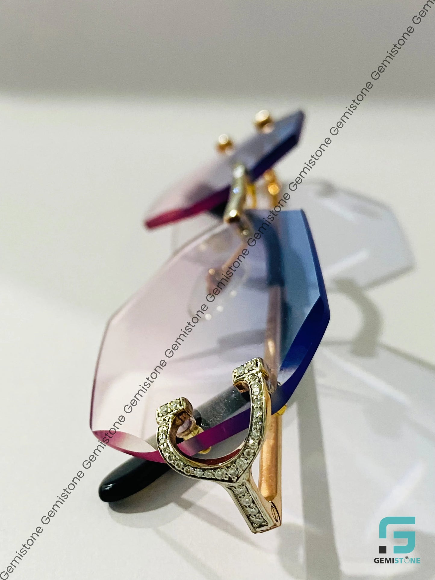 Stainless Steel Baguette Cut Stone Moissanite Sunglass