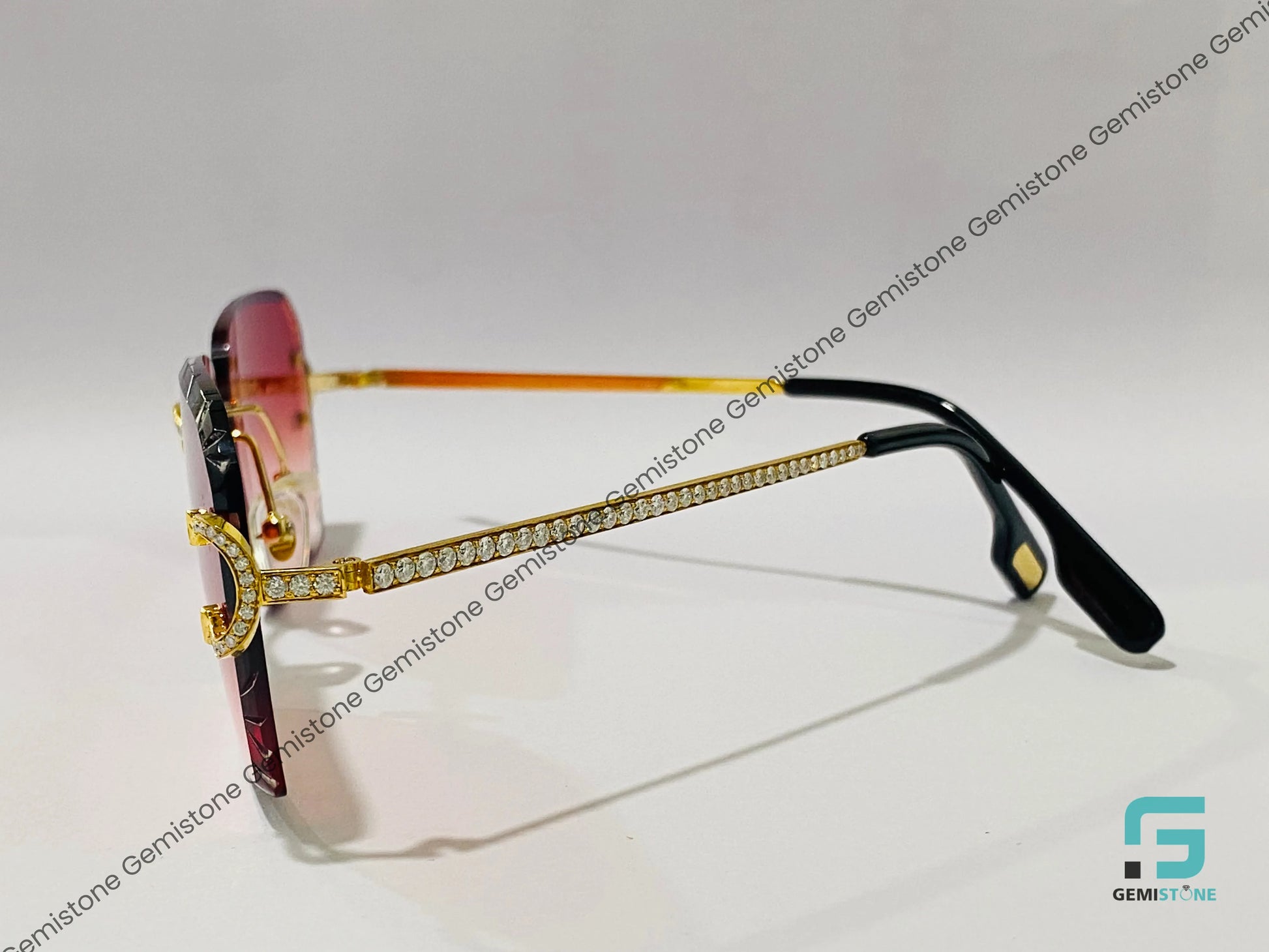 Stainless Steel Red Velet Moissanite Sunglasses