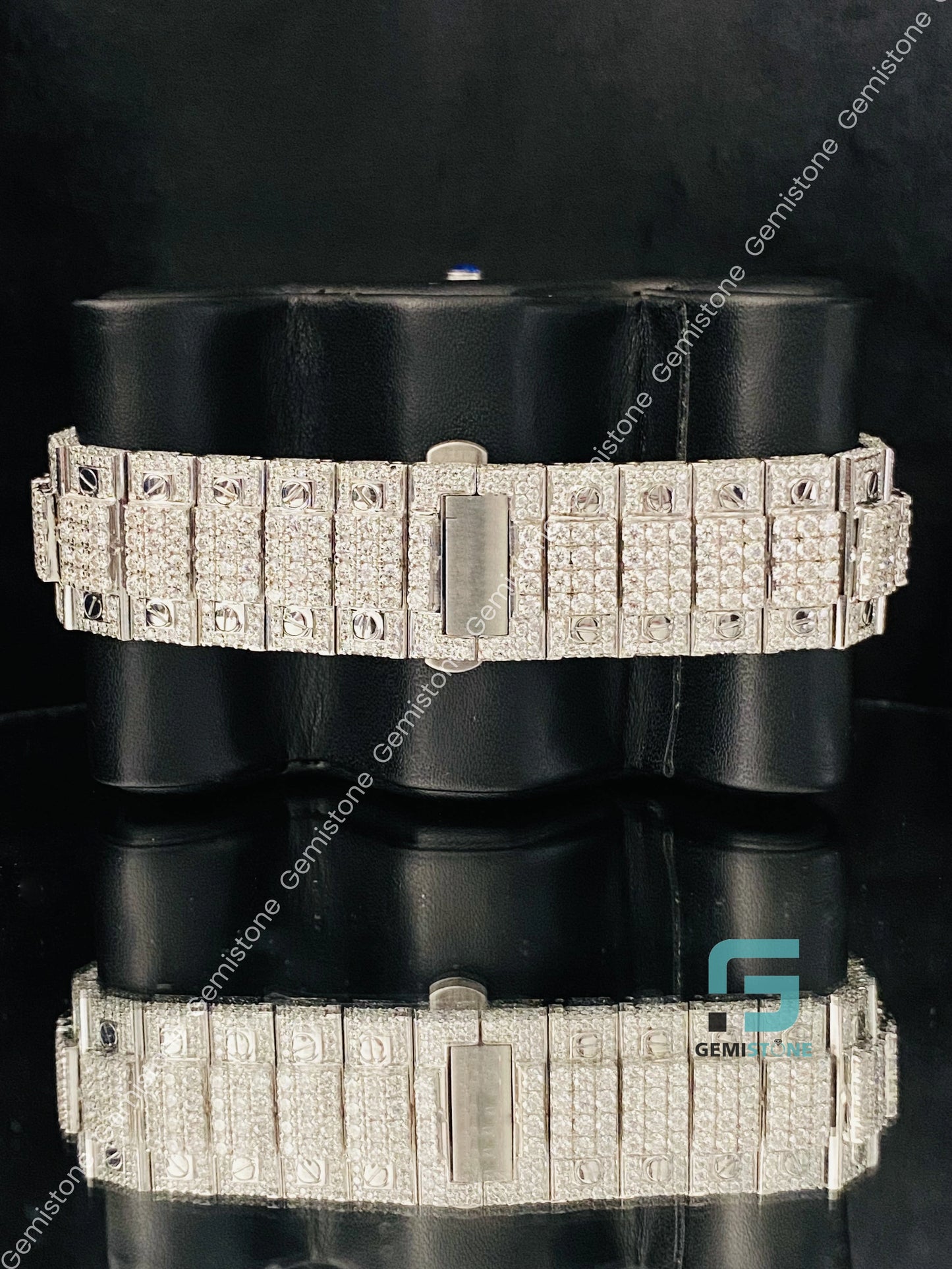 Stainless Steel Cartier Fully Studded Moissanite Watch for Men