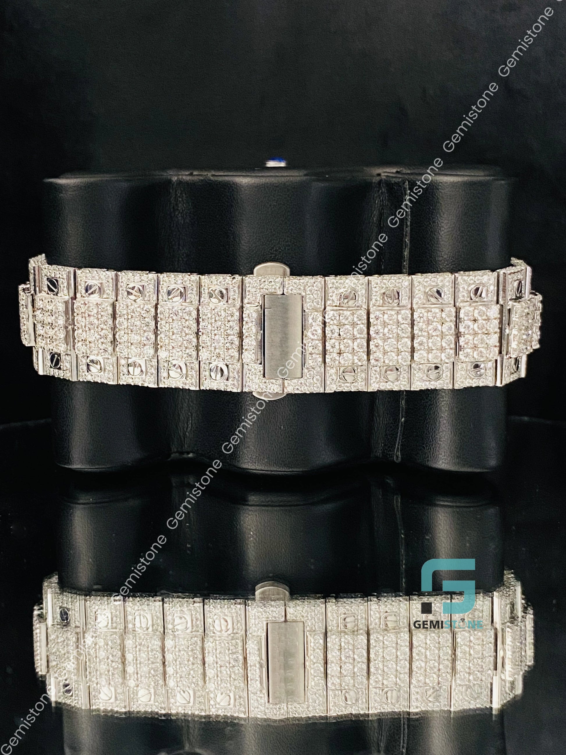 Stainless Steel Cartier Fully Studded Moissanite Watch for Men
