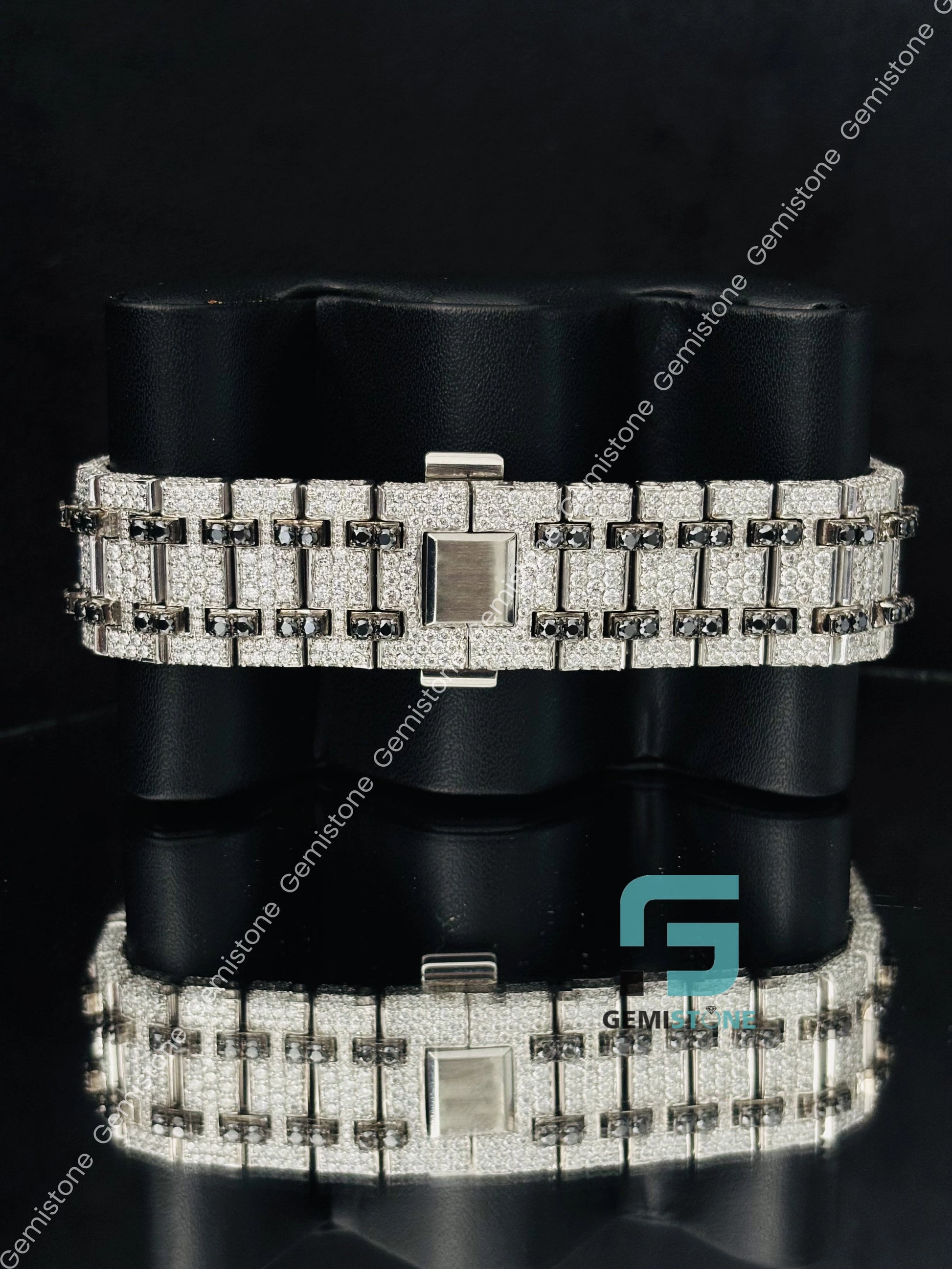 Stainless Steel Moissanite Skeleton Dial Watch For Men_s