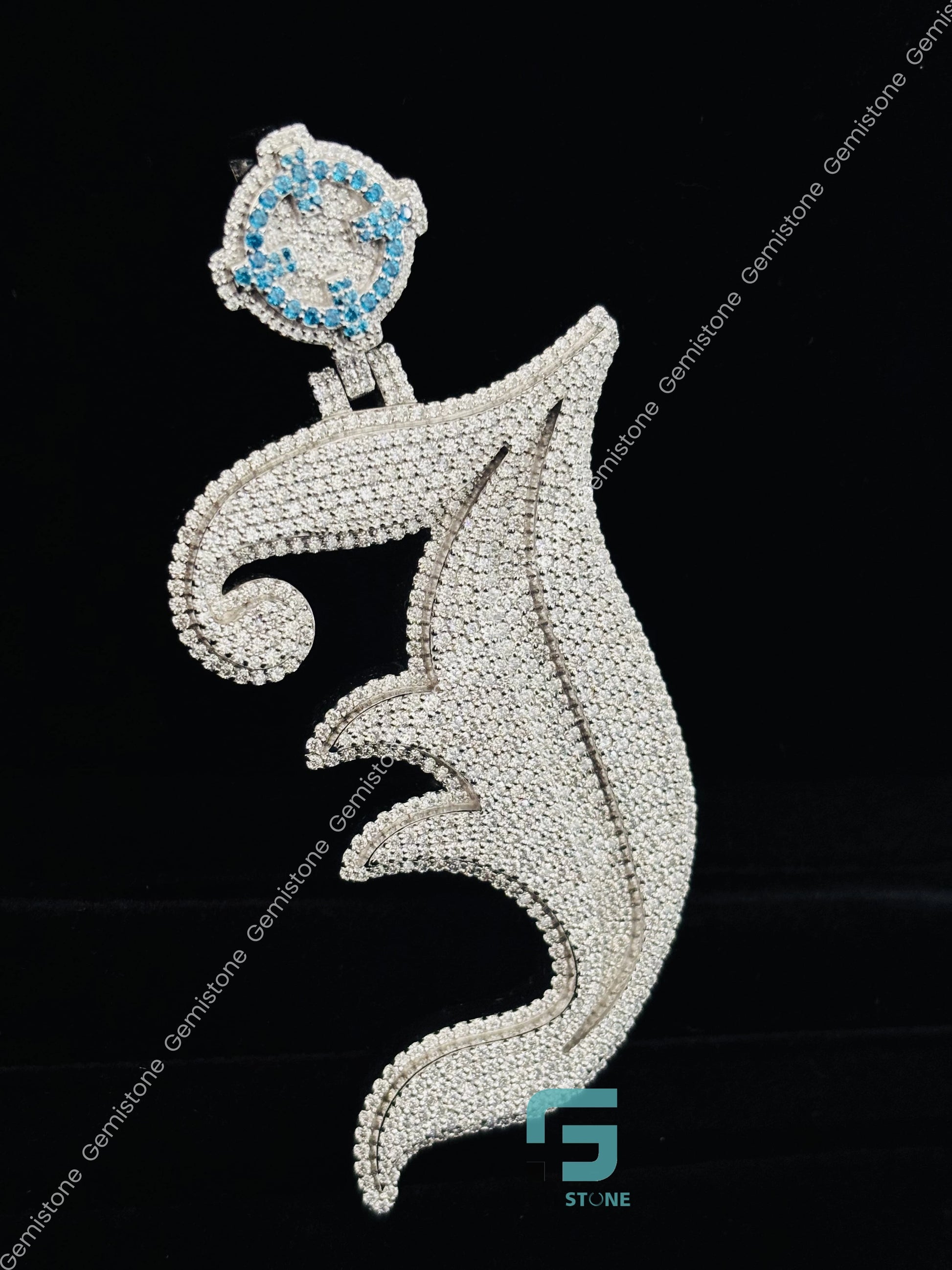 Stainless Steel Moissanite Sky Blue Pendant
