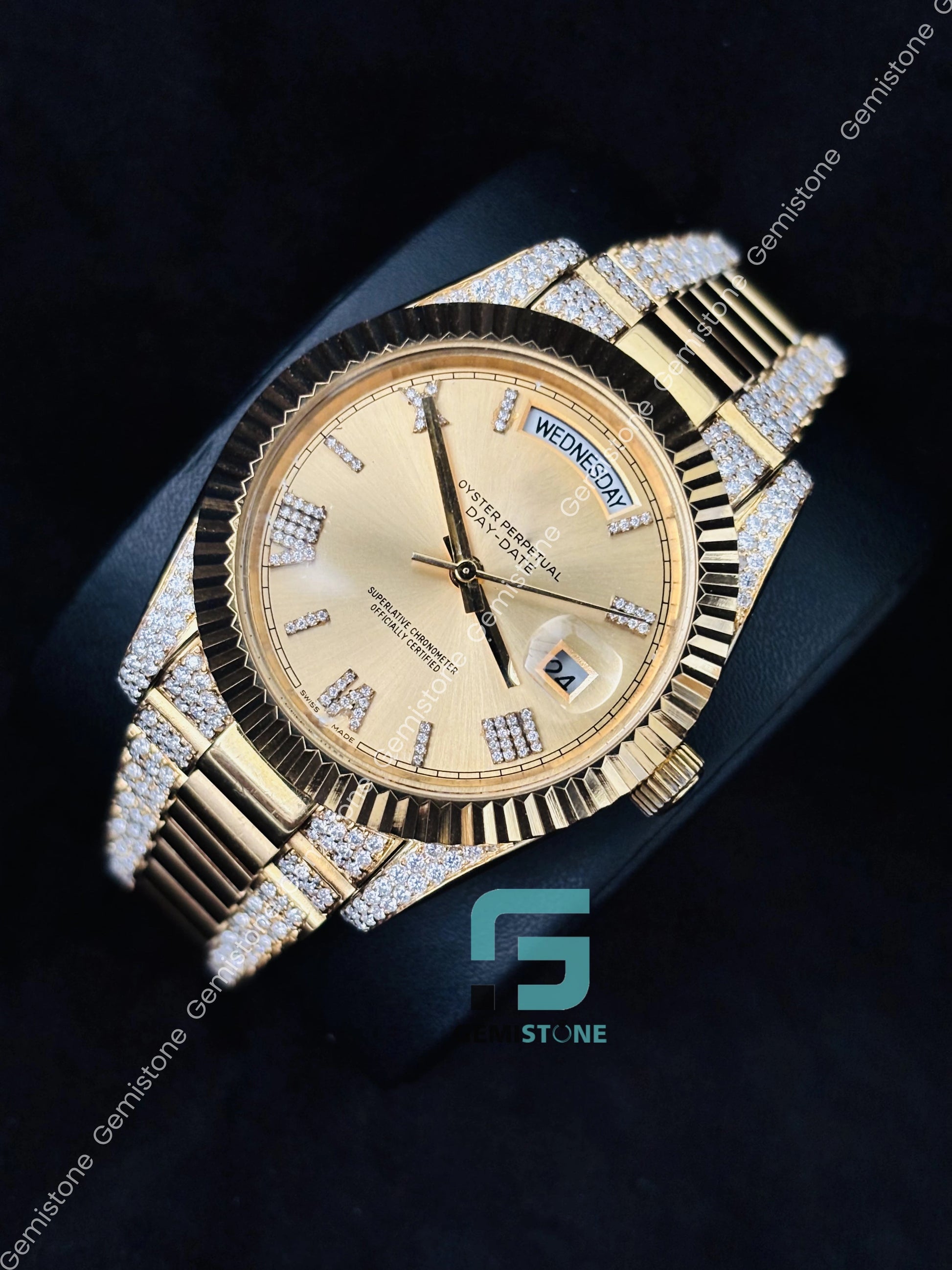 Stainless Steel Moissanite Studded Iced Out Watch For Men