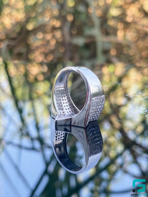 925 Sterling Silver Men's Star Diamond Iced Out Hip Hop Pinky Ring