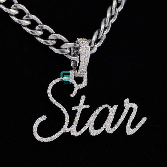925 Silver Custom Hip Hop Moissanite Diamond Pendant Letter STAR