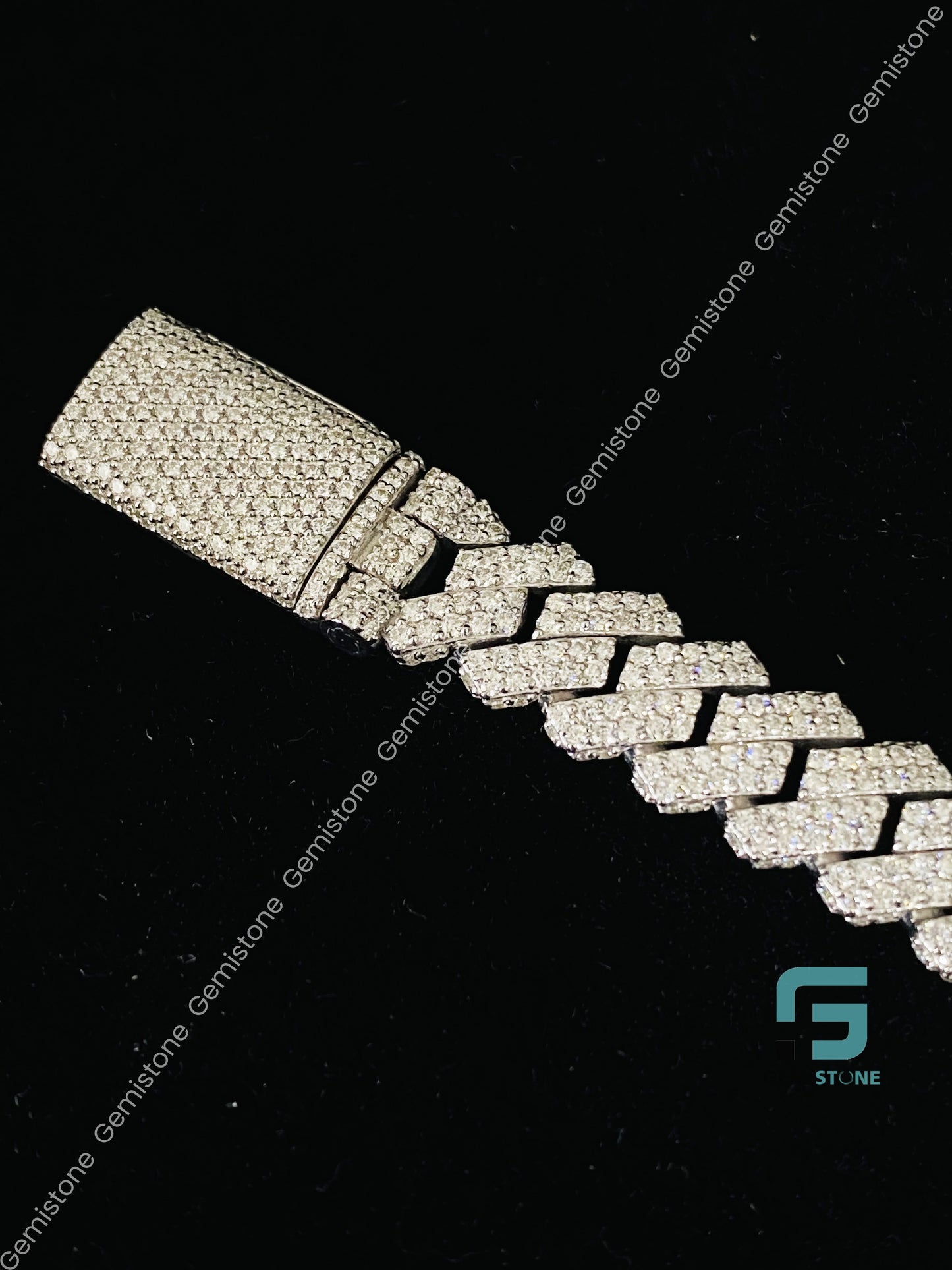 Sterling Silver 15MM Moissanite Cuban Link Bracelet