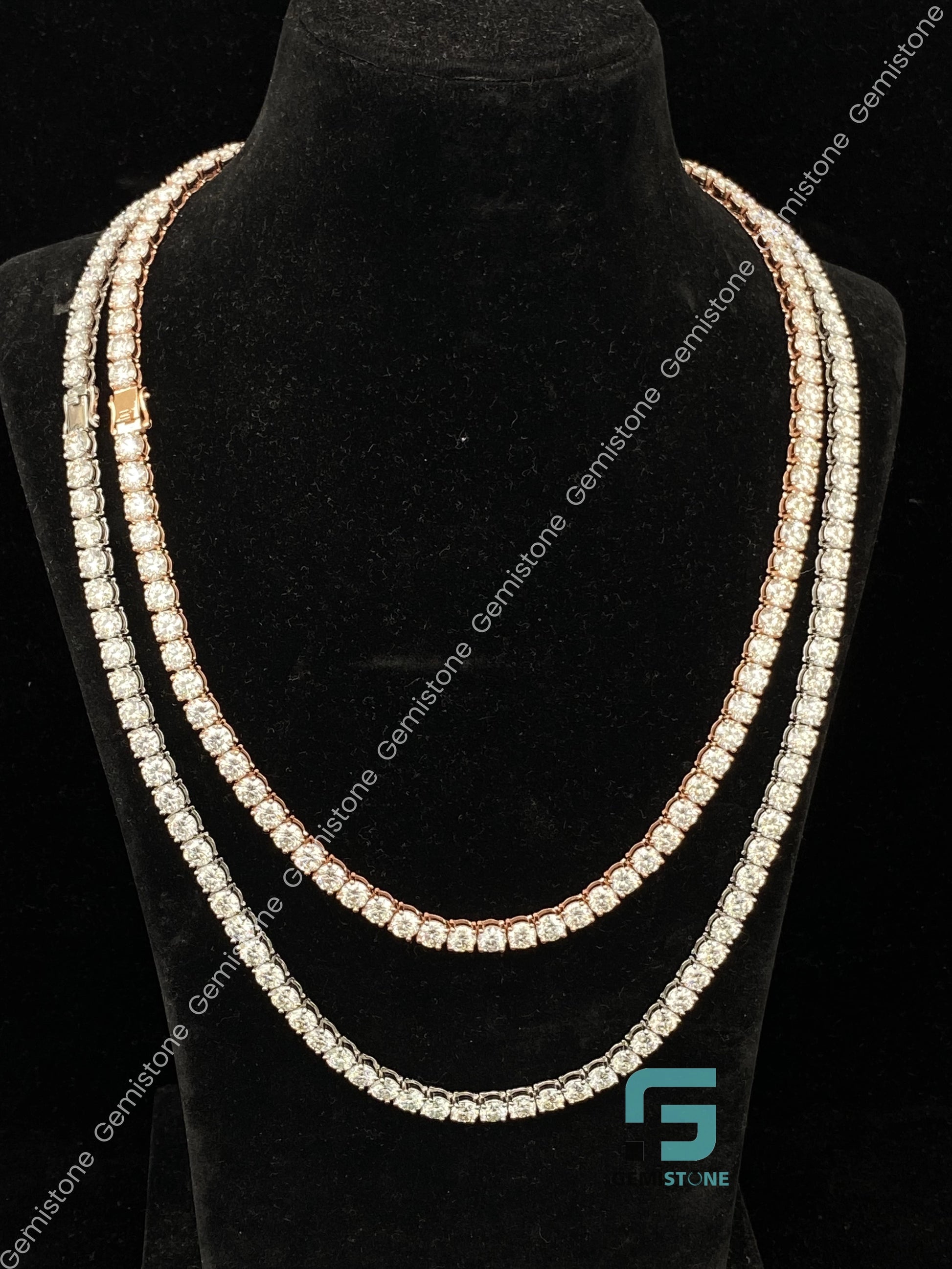 Sterling Silver Hip Hop Moissanite Rose Gold Plated Chain