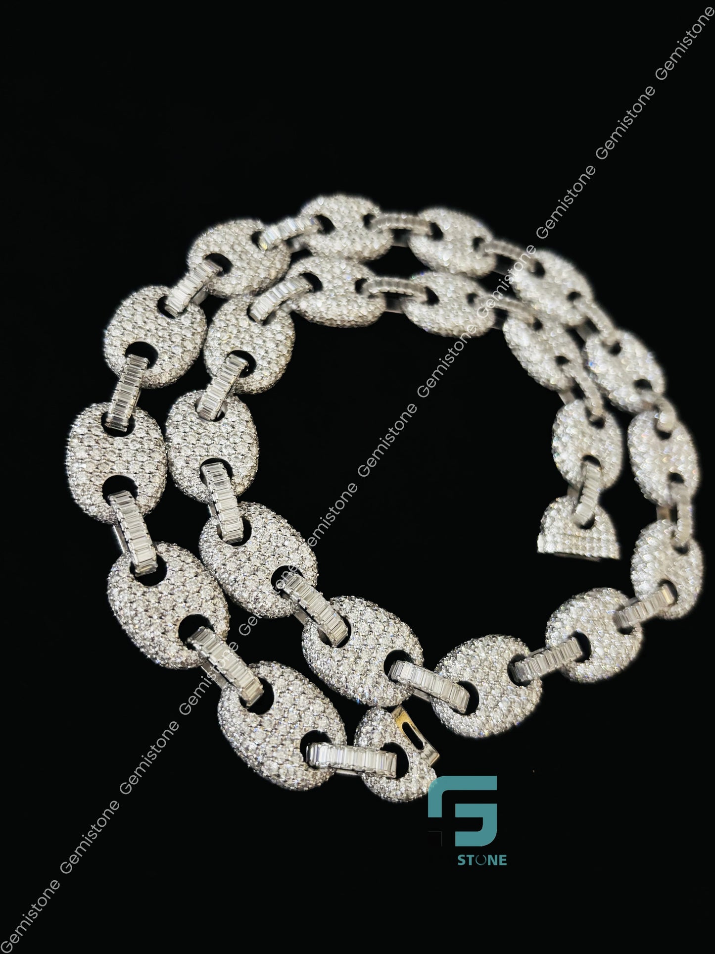 Sterling Silver Link Moissanite Hip Hop Chain for Men
