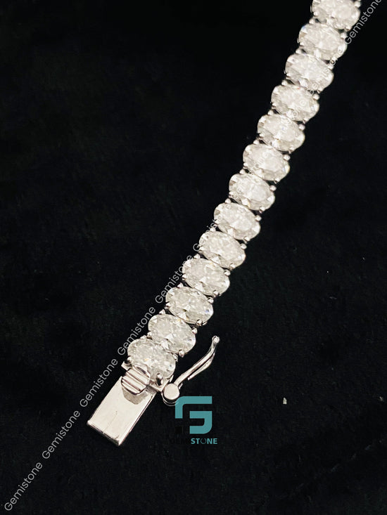 Sterling Silver Moissanite Oval Tennis Bracelet