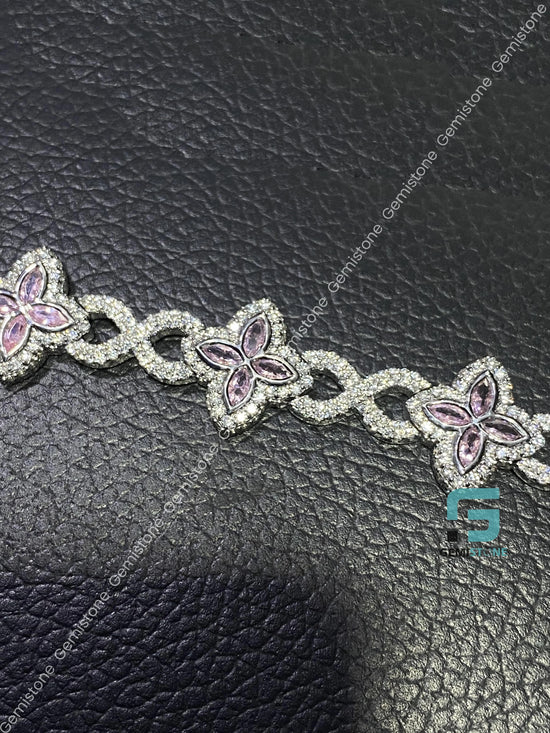 Studded Hip Hop Clover Moissanite Bracelet