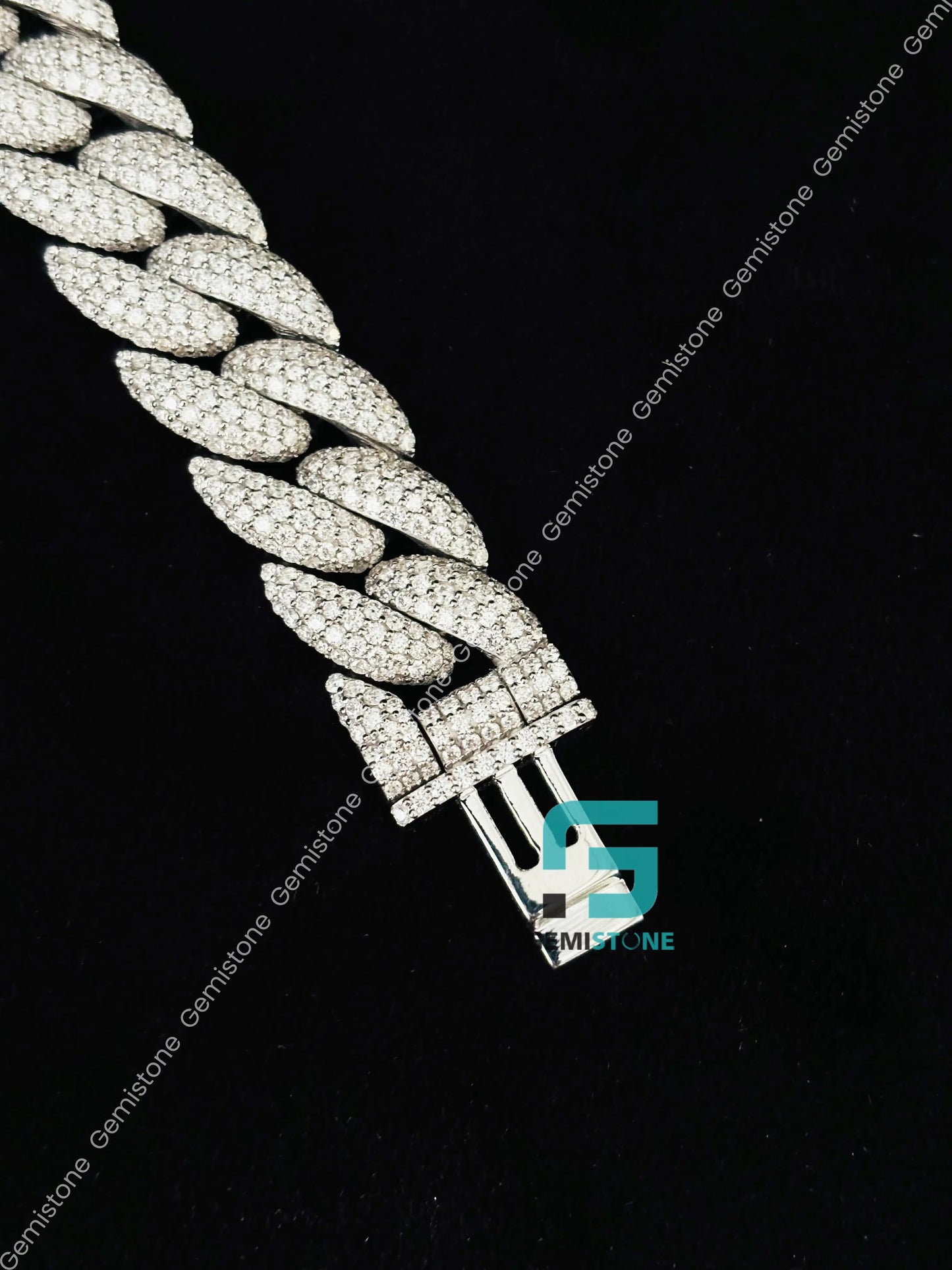 Studded Moissanite Cuban Link Bracelet