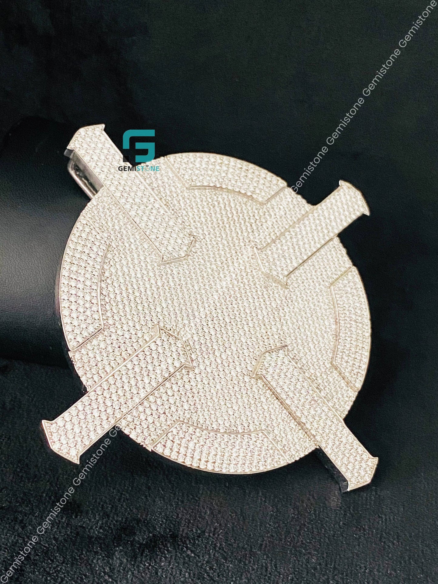 Studded Moissanite Disc Pendant