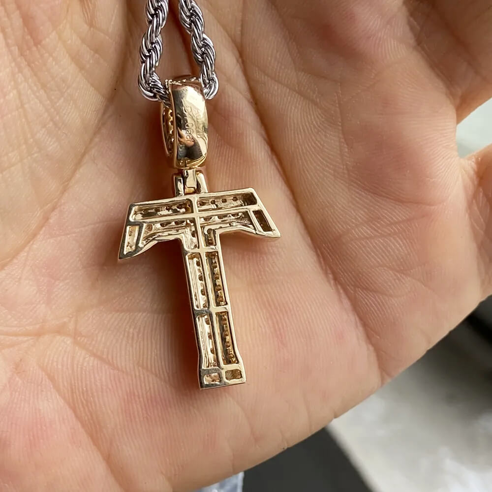 Iced Out Moissanite Custom Initial T Letter Pendant