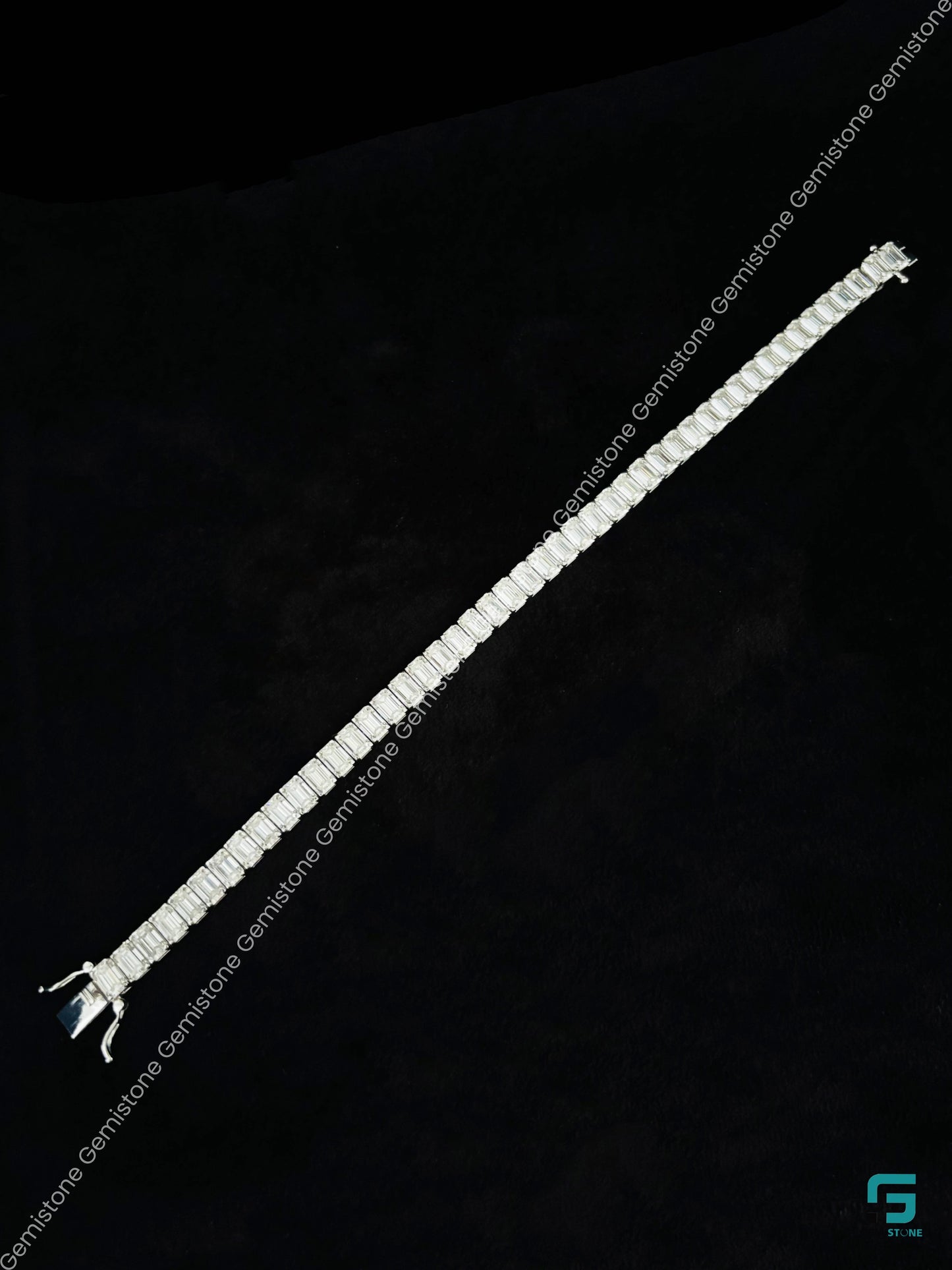 Tennis Moissanite Emerald cut Diamond Bracelet