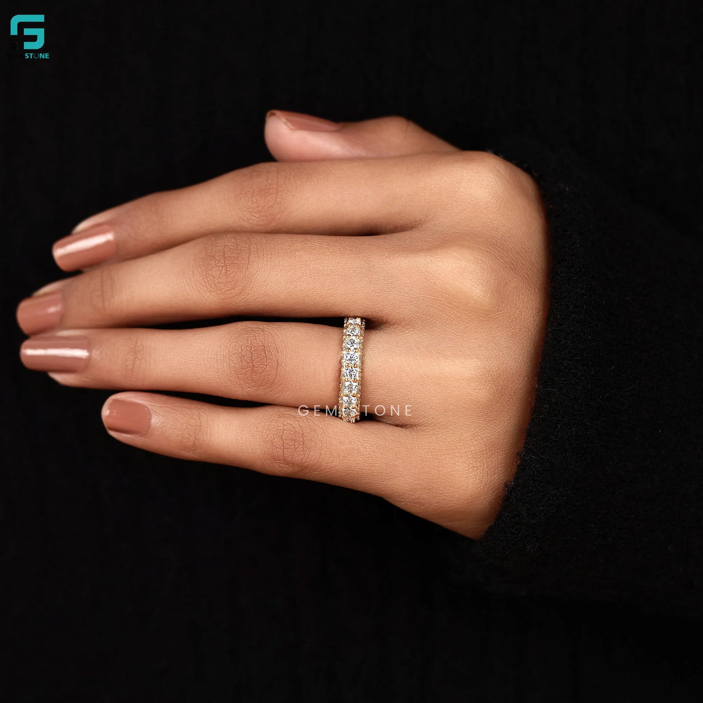 Three Side Diamond Matching Band For Women