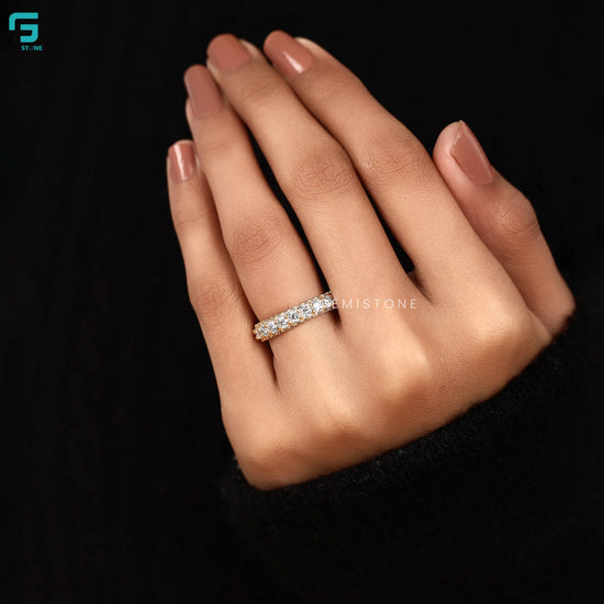 Three Side Lab Grown Diamond Matching Band For Women