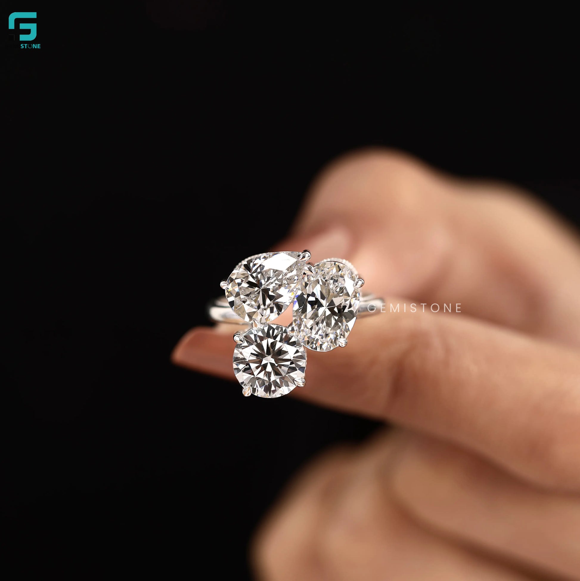 Three Stone Milgrain Wedding Ring
