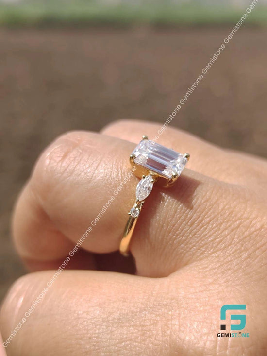 Three Stone Moissanite Engagement Ring