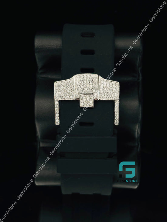 Mens Trendy Black Dial Multi Chronograph AP Diamond Moissanite Watch